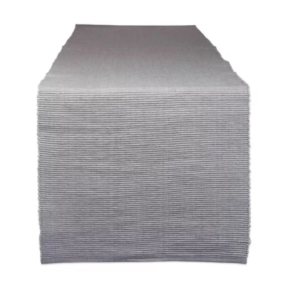 Design Imports Cotton Basic Ribbed Table Runner 72” x 13” Gray New Without Tags